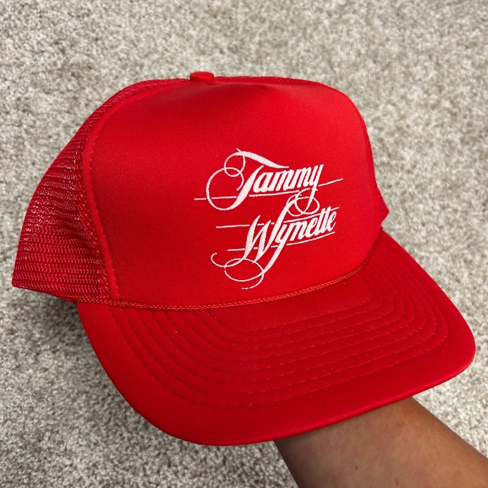 Vintage Tammy Wynette Tour Trucker‎ Hat Red Mesh Back Rope Players Snapback